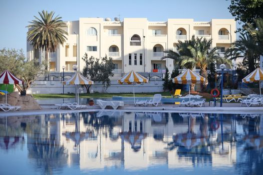 Swimming pool in  hotel in the morning