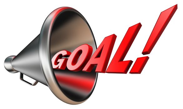 goal red word in megaphone isolated on white background. clipping path included