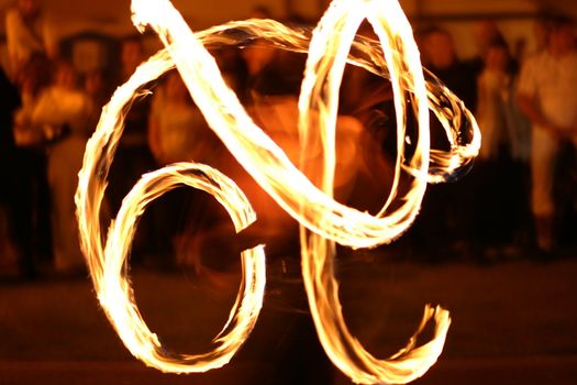 Firedance with poi in Gorzow Wielkopolski, Lubuskie, Poland.