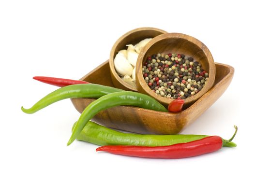 Red hot chili peppers, garlic and spices