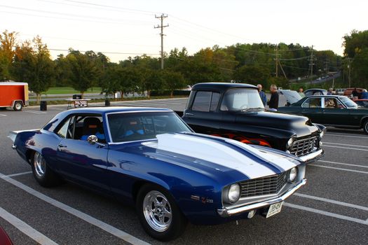 GLOUCESTER, VA, USA -October 7: Vintage 1969 Chevrolet Camaro Z28 in the Middle Peninsula Classic Cruisers Club weekly Car Show. Main Street Center. October7, 2011 in Gloucester, VA, USA