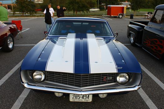 GLOUCESTER, VA, USA -October 7: Vintage 1969 Chevrolet Camaro Z28 in the Middle Peninsula Classic Cruisers Club weekly Car Show. Main Street Center. October7, 2011 in Gloucester, VA, USA