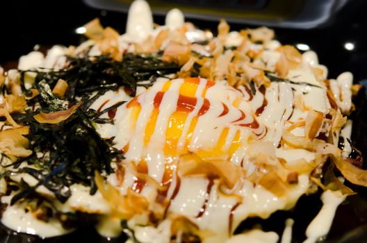 Japan food  Okonomiyaki is japanese pizza