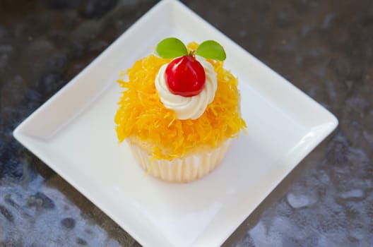 top view  thai dessert or call it " cake foi thong"