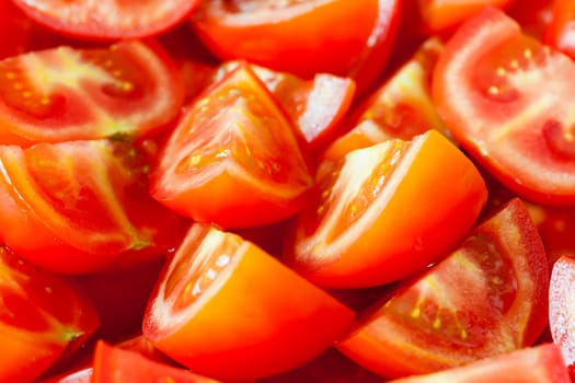 a lot of juicy sliced tomatoes (macro shot)