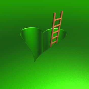 heart-shaped hole and ladder - 3d illustration