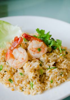 fried rice and shrimp  served with fresh vegetable 