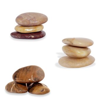 Different set of stones on a white background.