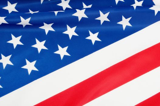 Closeup of Glossy Flag of United States of America - US Flag Drapery
