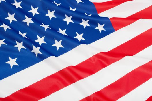 Closeup of Glossy Flag of United States of America - US Flag Drapery