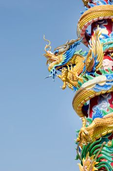 chinese dragon and blue sky , chinese art