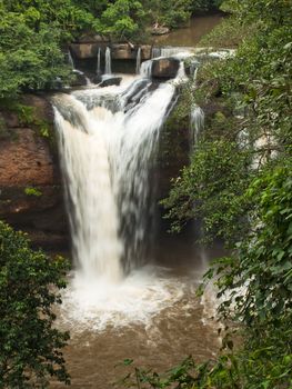 High angle of the waterfall is a national park in Thailand