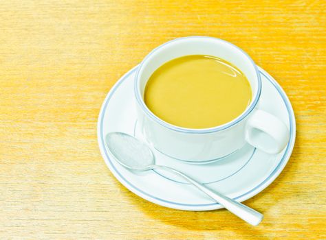 Coffee cup on a table background