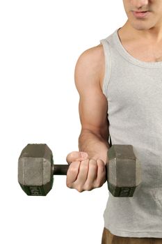 man lifting weights with biceps