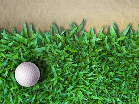 Golf Ball on Green Grass and Sand