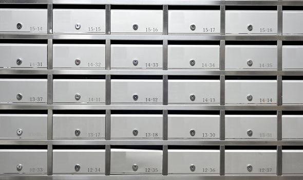 metallic mailbox array tidy inside apartment houses