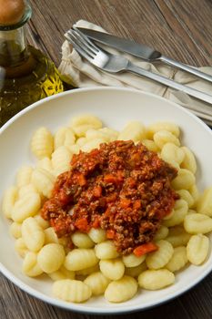 gnocchi with bolognese sauce plate 