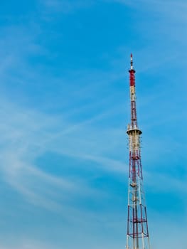 Modern antenna on blue sky