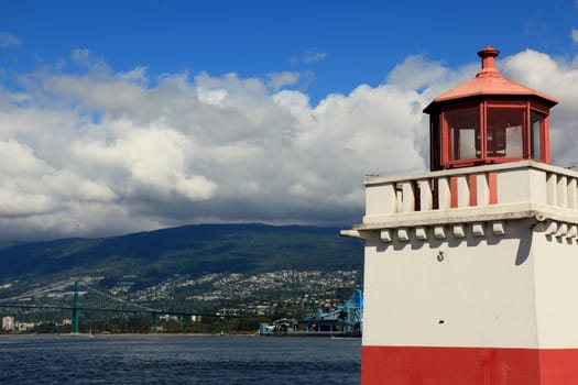 lighthouse in Vancouver Harbour looking at North Vancouver