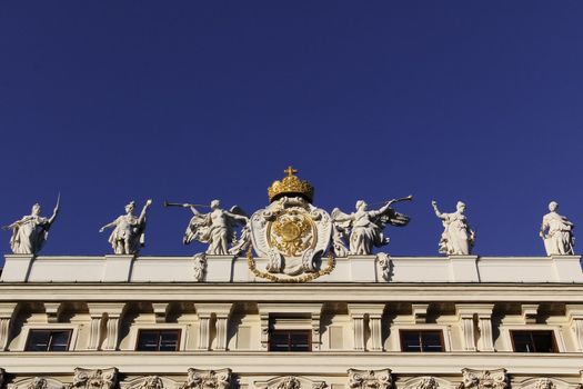 Fine art at the top of a part of Hofburg, Vienna