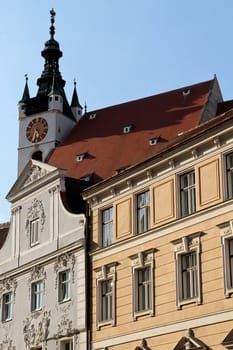 Piaristen church in Krems, Austria, above local street level