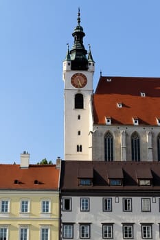 The Piaristen church situated above local street level in Krems, austria