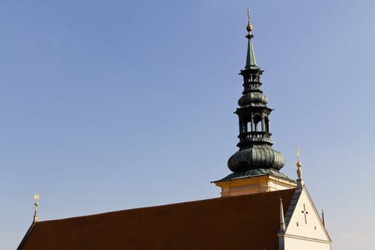 Roof and steeple of St. Veit in Krems, Austria