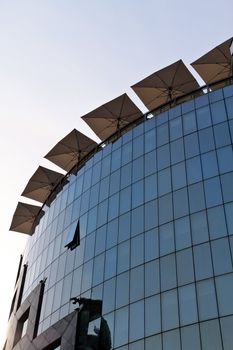 A modern building in Vienna, Austria, at sundown