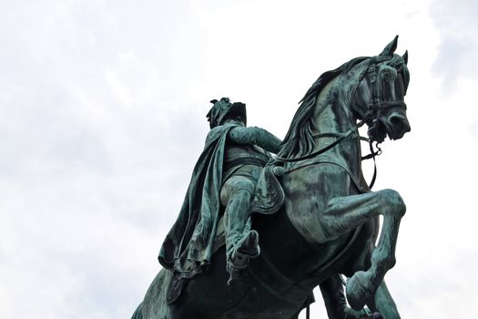 Monument of a rider on a horse at Schwarzenbergplatz, Vienna