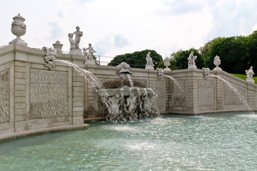 A large fountain in castle Belvedere, Vienna, Austria