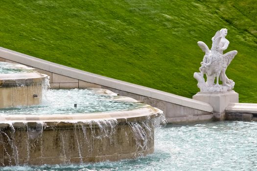 An overflowing fountain in castle Belvedere, Vienna, Austria