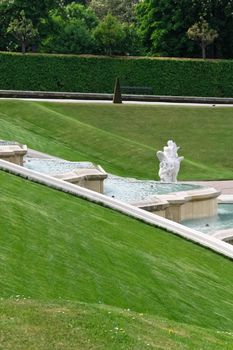 A fountain without sprinkling water in castle Belvedere, Vienna, Austria