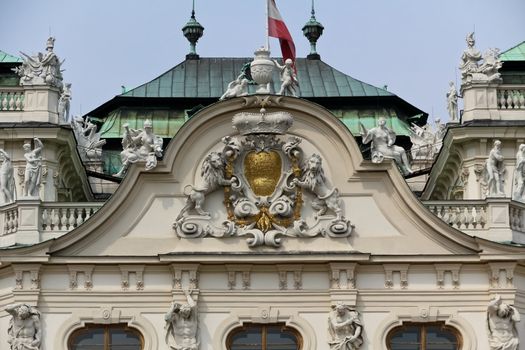 Facade detail of castle Belvedere in Vienna, Krems