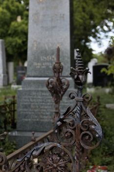 Metal detail on a grave in Vienna's central cemetery