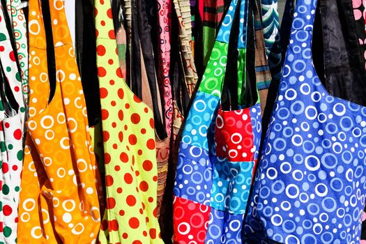 A set of colorful bags at a market in Vienna