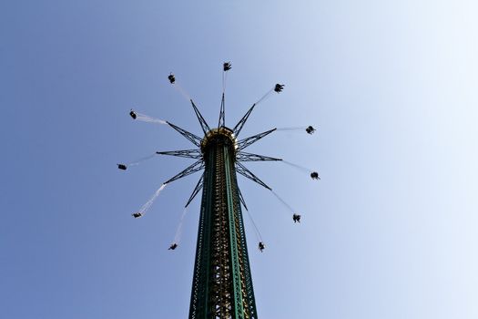 A high ride against the sky in Vienna's amusement park