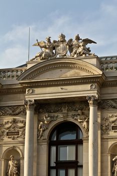 A segment of Vienna's famous burgtheater on the right hand side