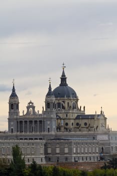 The Almudena cathedral in the center of Madrid, Spain