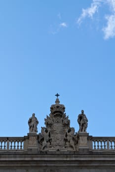 An architectural detail on the royal palace in Madrid