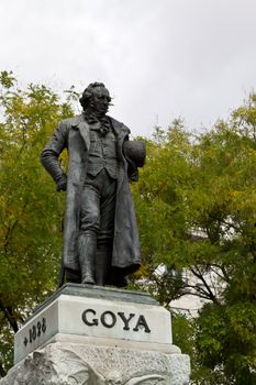 Statue of famous spanish painter Francisco de Goya next to Madrid's Prado