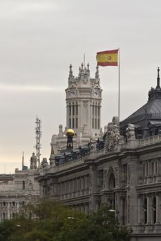 The Bank of Spain and Ayuntamiento in the center of Madrid