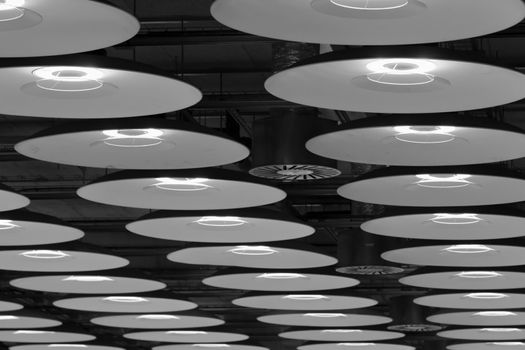 Modern lamps at the Airport Barajas in Madrid