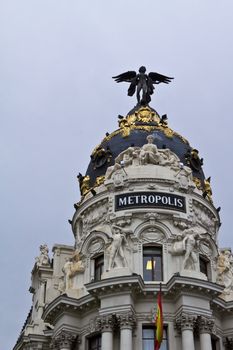 The well known Metropolis building in the center of Madrid