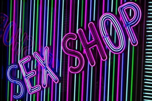 A neon sex shop sign in Madrid
