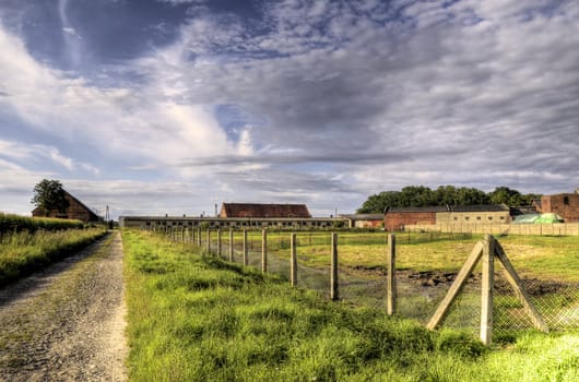 This photo present the buildings in the old historic farm HDR.