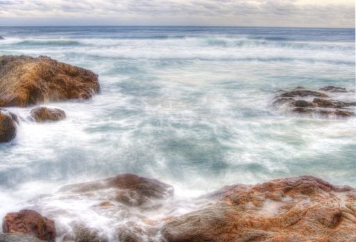 soft water on rocks at coffs harbour seascape