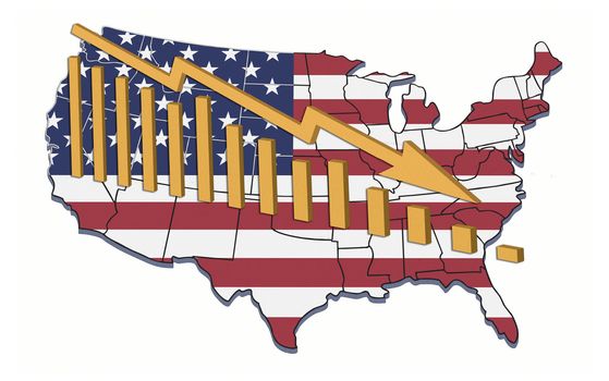 Illustration of recession and declining trends in USA.