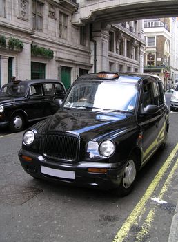 Classic London cab on the street.