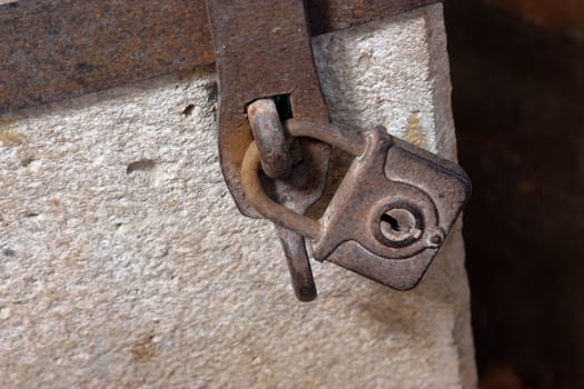 Old rusty padlock