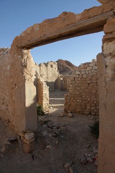 Ruins of mountain oasis Chebika at border of Sahara, Tunisia